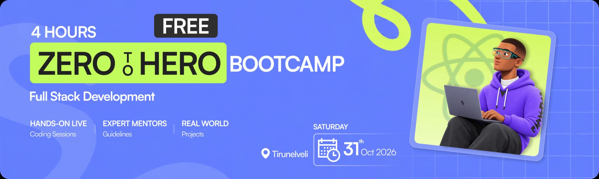 Free Zero to Hero Full Stack Development Bootcamp in Tirunelveli on 31 October 2026
